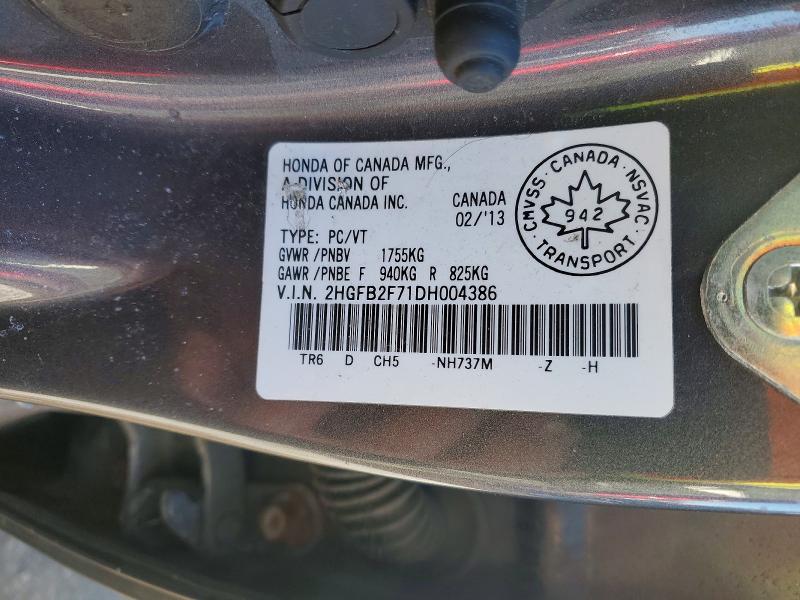 Aukcja sprzedaży 2013 Honda Civic, vin: 2HGFB2F71DH004386, numer aukcji: 78602505