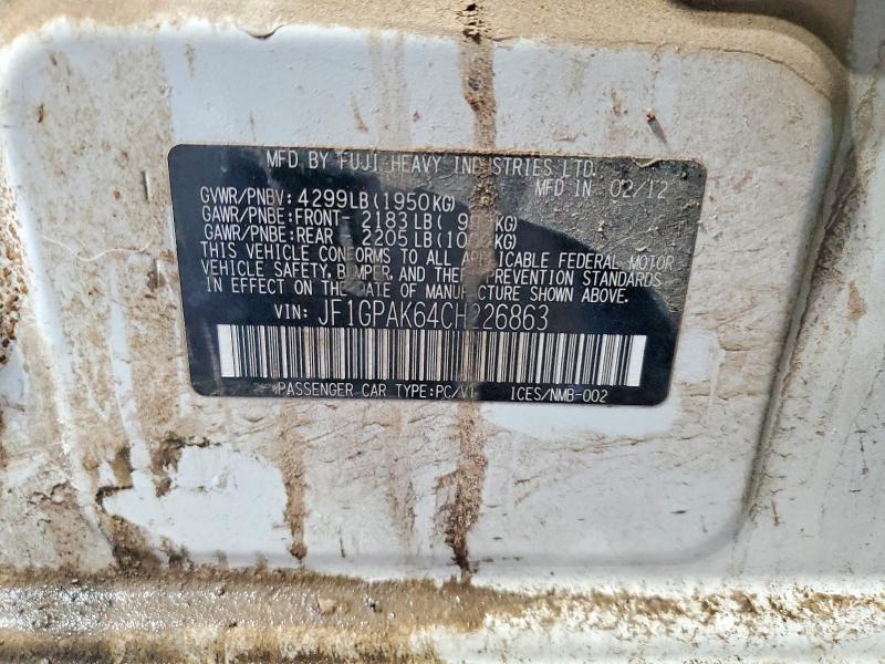 Продаж на аукціоні авто 2012 Subaru Impreza, vin: JF1GPAK64CH226863, номер лоту: 79799135