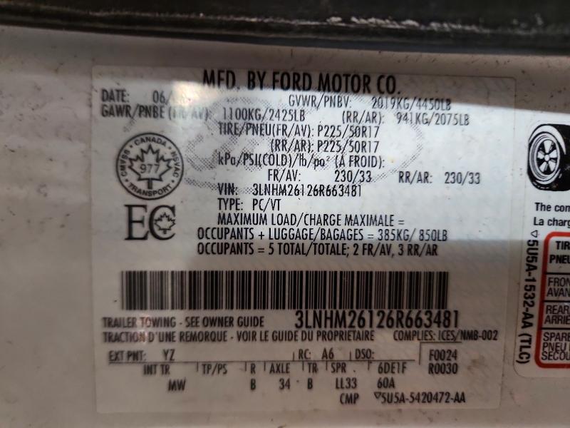 41604966 :رقم المزاد ، 3LNHM26126R663481 vin ، 2006 Lincoln Townhouse Zephyr مزاد بيع