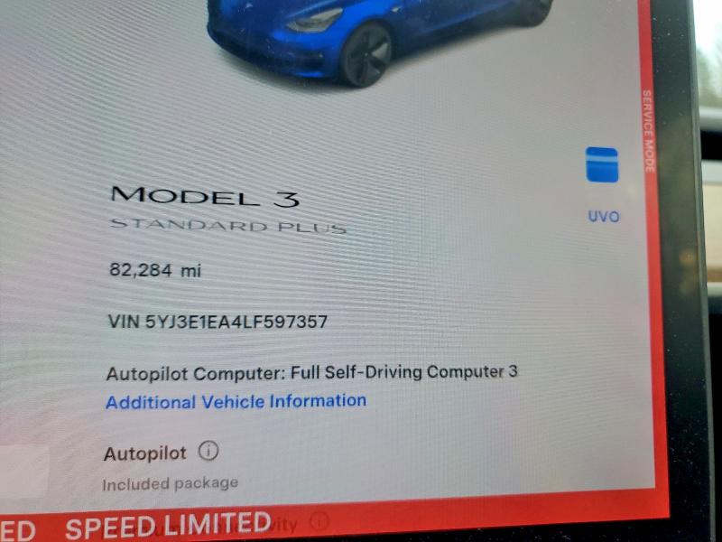 Продажа на аукционе авто 2020 Tesla Model 3, vin: 5YJ3E1EA4LF597357, номер лота: 79516935