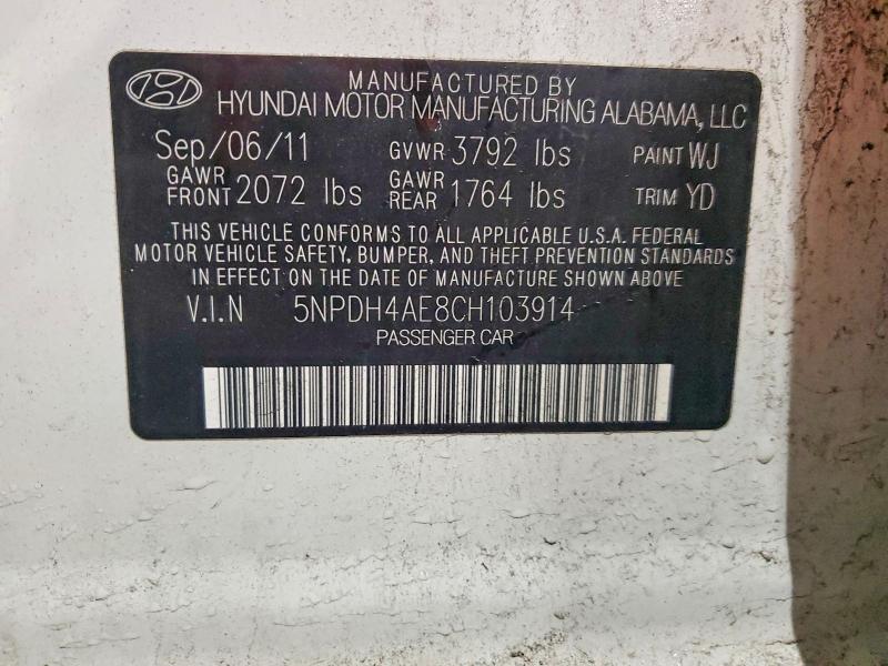 Продаж на аукціоні авто 2012 Hyundai Elantra, vin: 5NPDH4AE8CH103914, номер лоту: 79129005