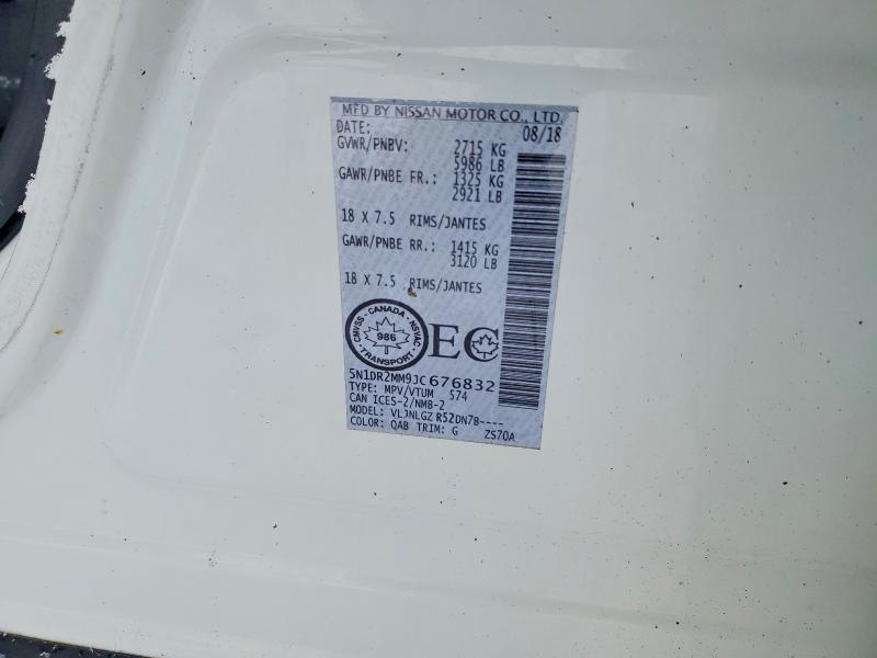 Продаж на аукціоні авто 2018 Nissan Pathfinder, vin: 5N1DR2MM9JC676832, номер лоту: 46166676