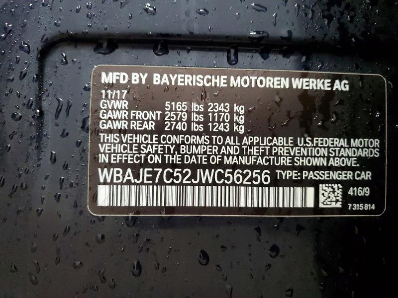 Aukcja sprzedaży 2018 Bmw 540, vin: WBAJE7C52JWC56256, numer aukcji: 46940206
