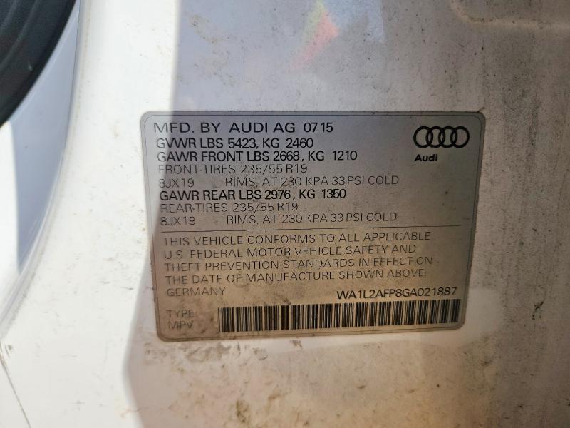 Продажа на аукционе авто 2016 Audi Q5, vin: WA1L2AFP8GA021887, номер лота: 45836256
