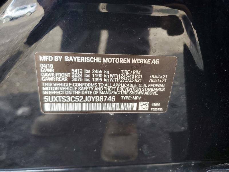 Aukcja sprzedaży 2018 Bmw X3, vin: 5UXTS3C52J0Y98746, numer aukcji: 46476326