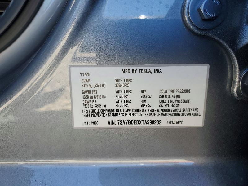 Продаж на аукціоні авто 2026 Tesla Model Y, vin: 7SAYGDEDXTA598282, номер лоту: 41750466