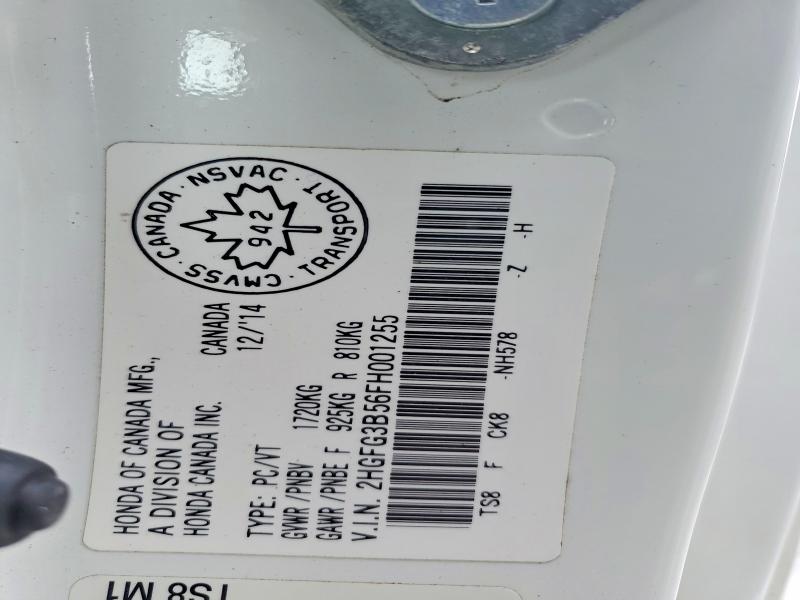 Aukcja sprzedaży 2015 Honda Civic, vin: 2HGFG3B56FH001255, numer aukcji: 79714115