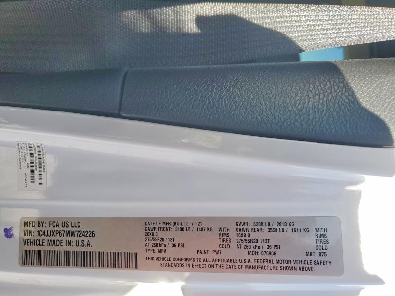 Aukcja sprzedaży 2021 Jeep Wrangler Unlimited, vin: 1C4JJXP67MW724226, numer aukcji: 46096386