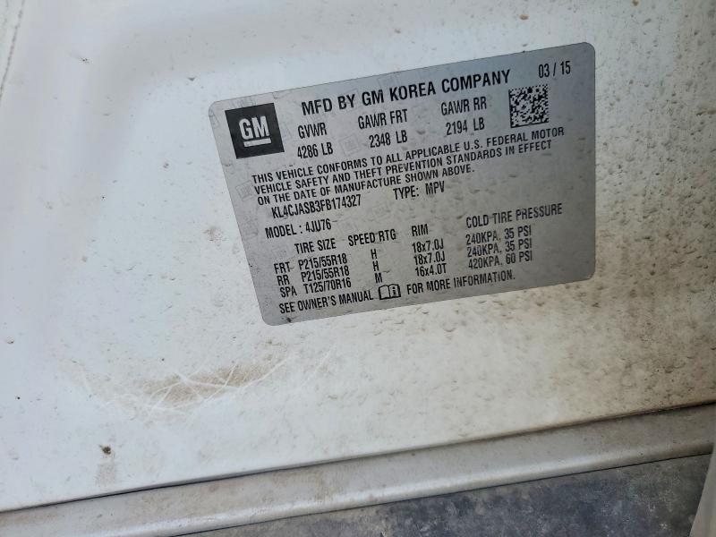 46641206 :رقم المزاد ، KL4CJASB3FB174327 vin ، 2015 Buick Encore مزاد بيع