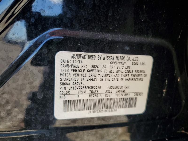46359496 :رقم المزاد ، JN1BV7AR5FM392476 vin ، 2015 Infiniti Q50 مزاد بيع