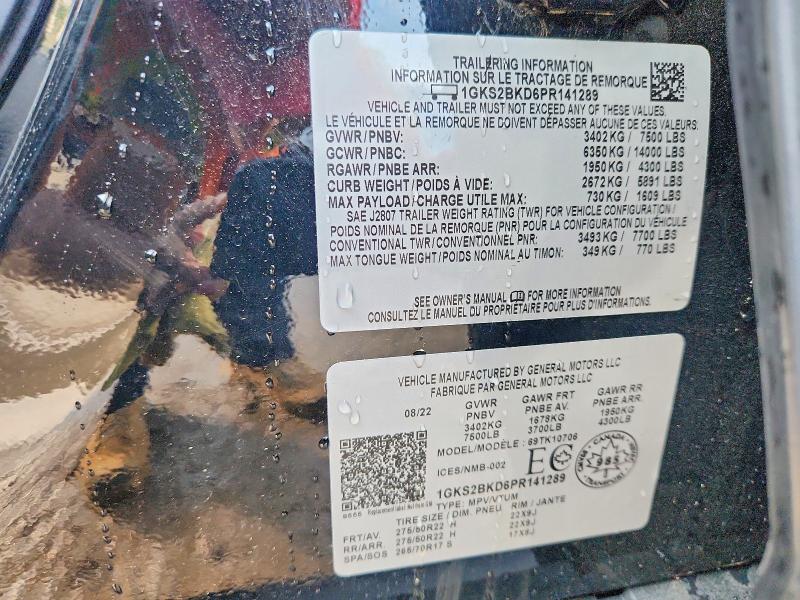 Продажа на аукционе авто 2023 Gmc Yukon, vin: 1GKS2BKD6PR141289, номер лота: 46838876