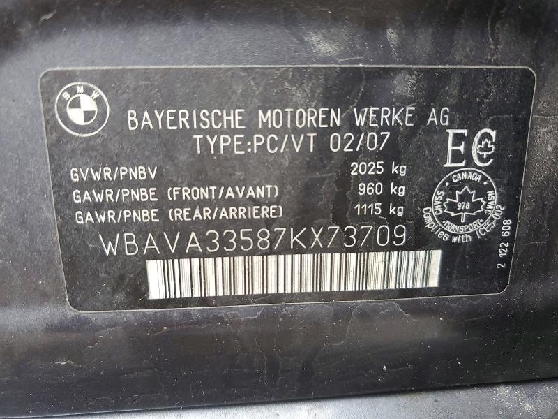 Aukcja sprzedaży 2007 Bmw 328, vin: WBAVA33587KX73709, numer aukcji: 79936135