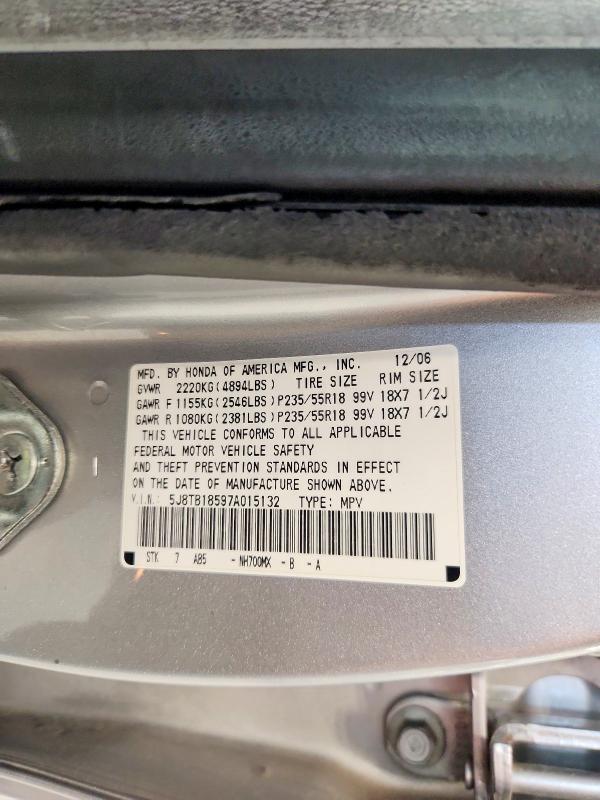 Aukcja sprzedaży 2007 Acura Rdx, vin: 5J8TB18597A015132, numer aukcji: 46348936