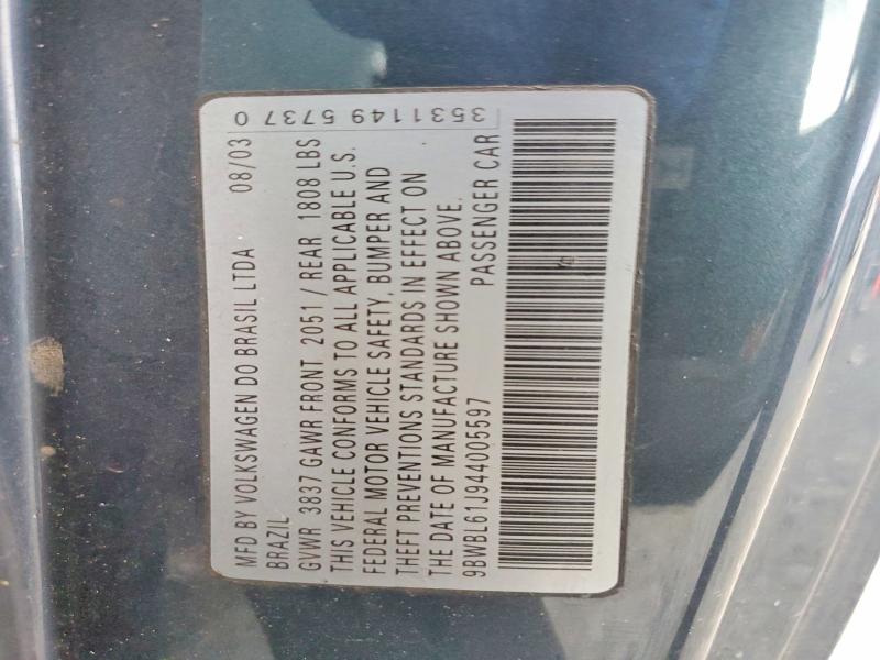 Aukcja sprzedaży 2004 Volkswagen Golf, vin: 9BWBL61J944005597, numer aukcji: 45475866