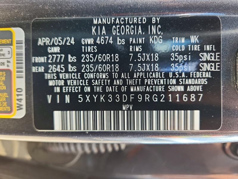 2024 Kia Sportage მანქანა იყიდება აუქციონზე, vin: 5XYK33DF9RG211687, აუქციონის ნომერი: 46824176