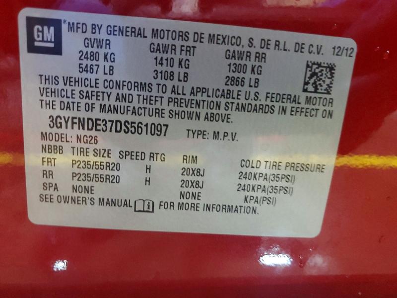 Aukcja sprzedaży 2013 Cadillac Srx, vin: 3GYFNDE37DS561097, numer aukcji: 79779235