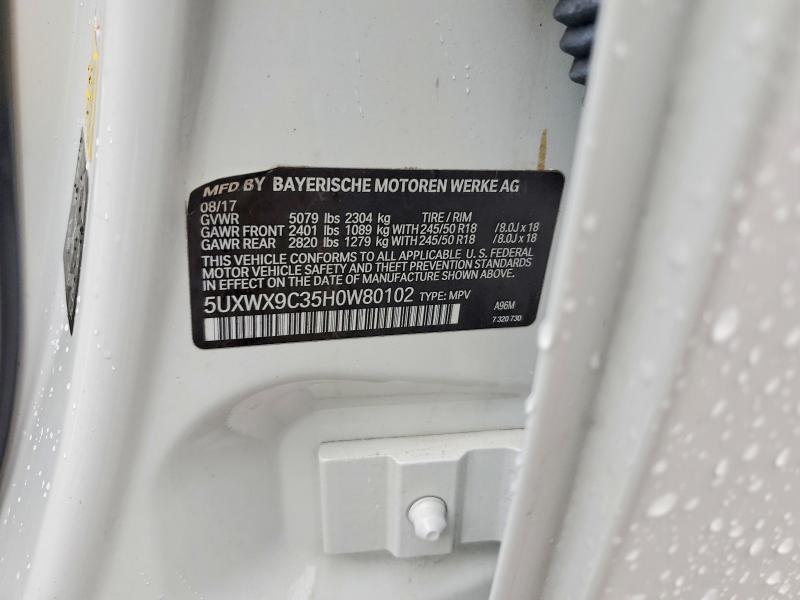 2017 Bmw X3 მანქანა იყიდება აუქციონზე, vin: 5UXWX9C35H0W80102, აუქციონის ნომერი: 45501296