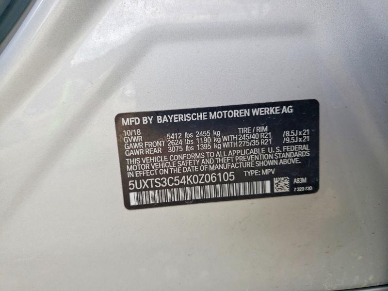 Продажа на аукционе авто 2019 Bmw X3, vin: 5UXTS3C54K0Z06105, номер лота: 79125265