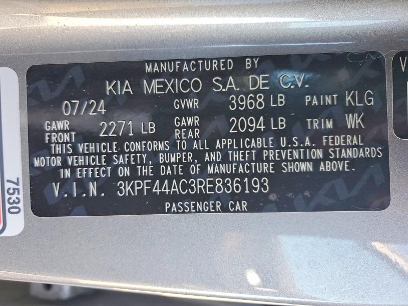 Aukcja sprzedaży 2024 Kia Forte, vin: 3KPF44AC3RE836193, numer aukcji: 47665966