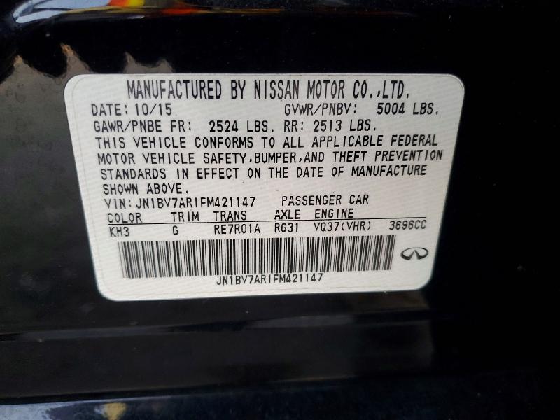 Aukcja sprzedaży 2015 Infiniti Q50, vin: JN1BV7AR1FM421147, numer aukcji: 47518866