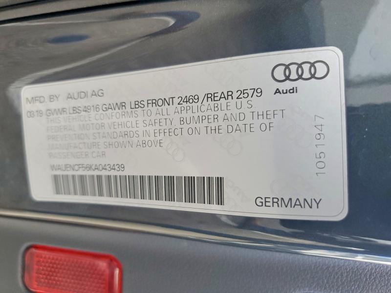 Продажа на аукционе авто 2019 Audi A5, vin: WAUENCF56KA043439, номер лота: 79093475