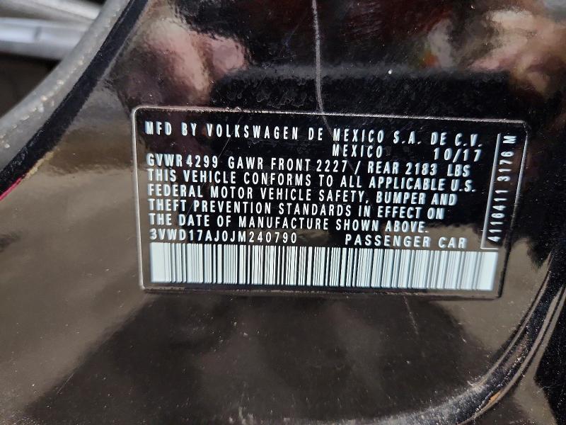 Aukcja sprzedaży 2018 Volkswagen Jetta, vin: 3VWD17AJ0JM240790, numer aukcji: 45792646