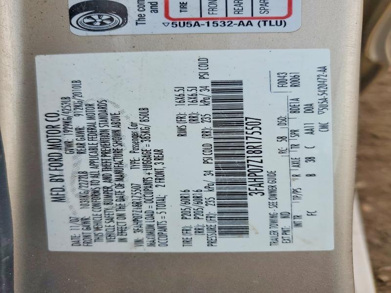 Aukcja sprzedaży 2008 Ford Fusion, vin: 3FAHP07Z18R175507, numer aukcji: 75646195
