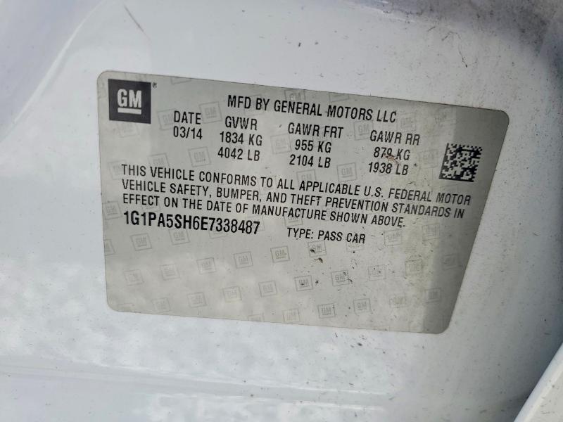 Aukcja sprzedaży 2014 Chevrolet Cruze, vin: 1G1PA5SH6E7338487, numer aukcji: 45816106