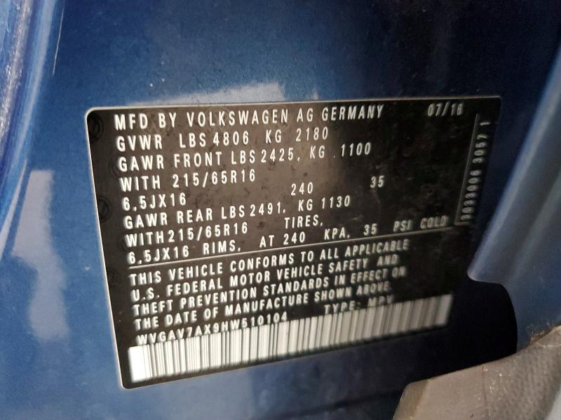 Продажа на аукционе авто 2017 Volkswagen Tiguan, vin: WVGAV7AX9HW510104, номер лота: 47657086