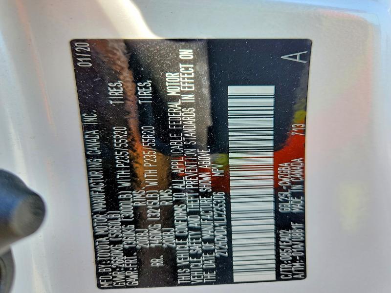 47423886 :رقم المزاد ، 2T2HZMDA1LC235306 vin ، 2020 Lexus Rx 350 مزاد بيع