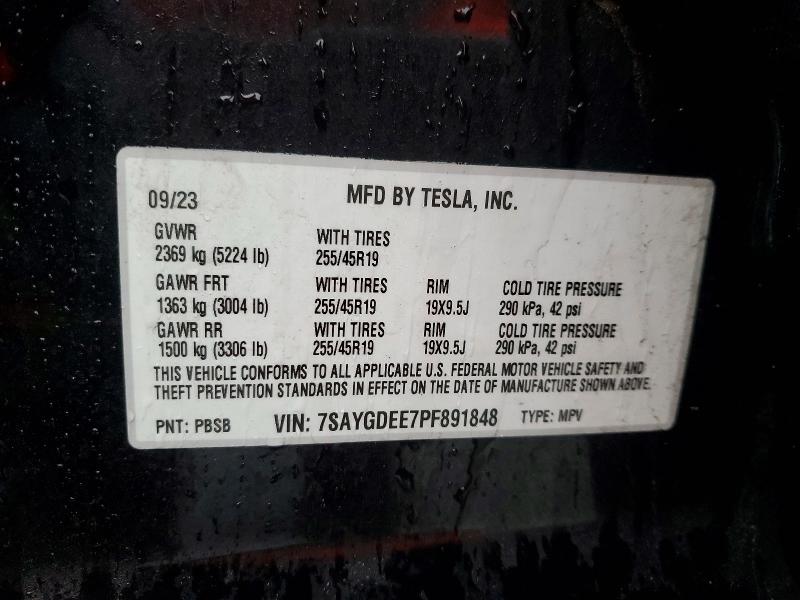78413195 :رقم المزاد ، 7SAYGDEE7PF891848 vin ، 2023 Tesla Model Y مزاد بيع