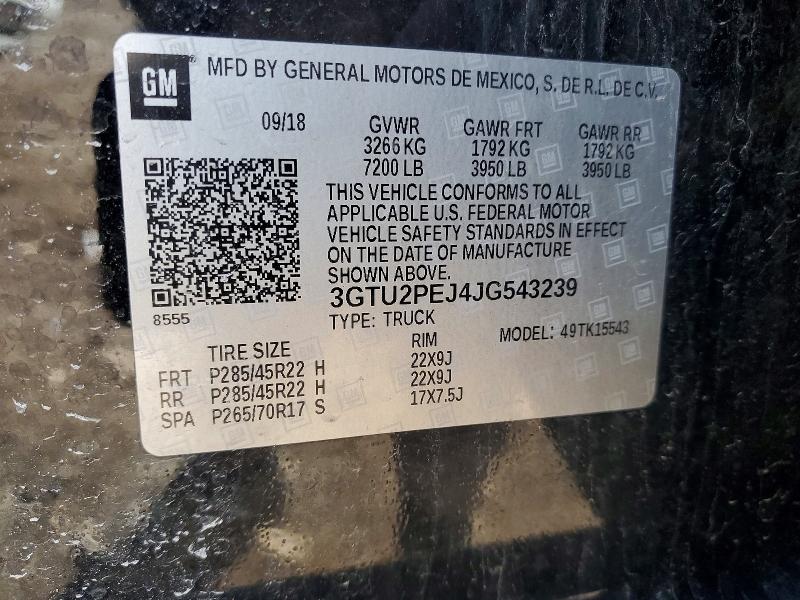 47681766 :رقم المزاد ، 3GTU2PEJ4JG543239 vin ، 2018 Gmc Sierra مزاد بيع