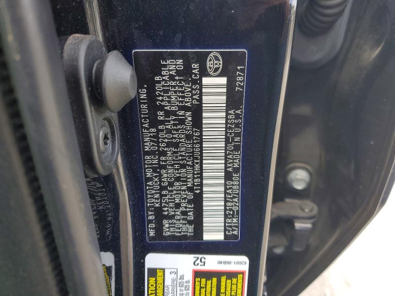 Продаж на аукціоні авто 2018 Toyota Camry, vin: 4T1B11HKXJU661767, номер лоту: 79099425