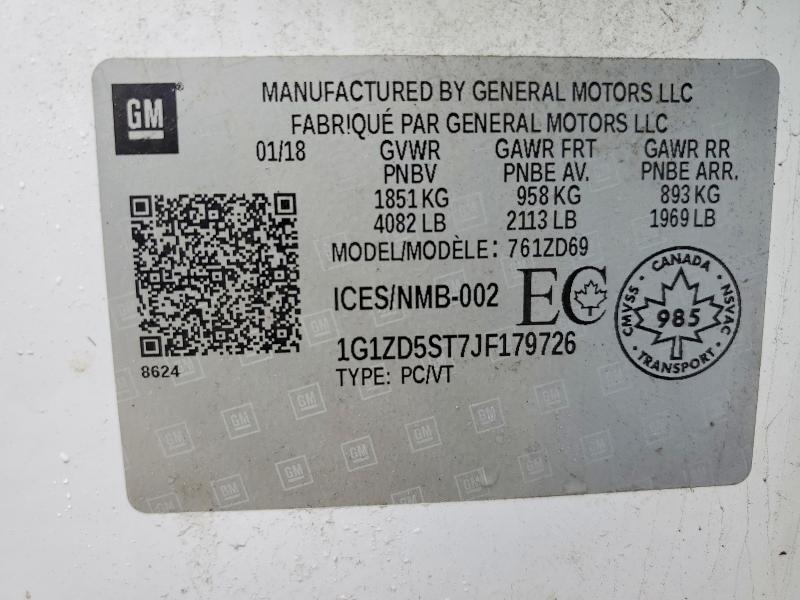 2018 Chevrolet Malibu მანქანა იყიდება აუქციონზე, vin: 1G1ZD5ST7JF179726, აუქციონის ნომერი: 46302316