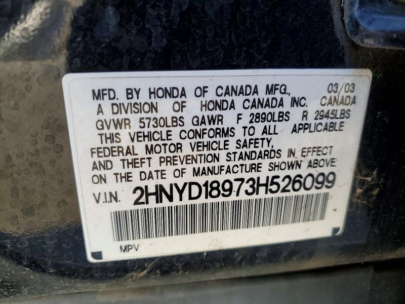 45778906 :رقم المزاد ، 2HNYD18973H526099 vin ، 2003 Acura Mdx مزاد بيع