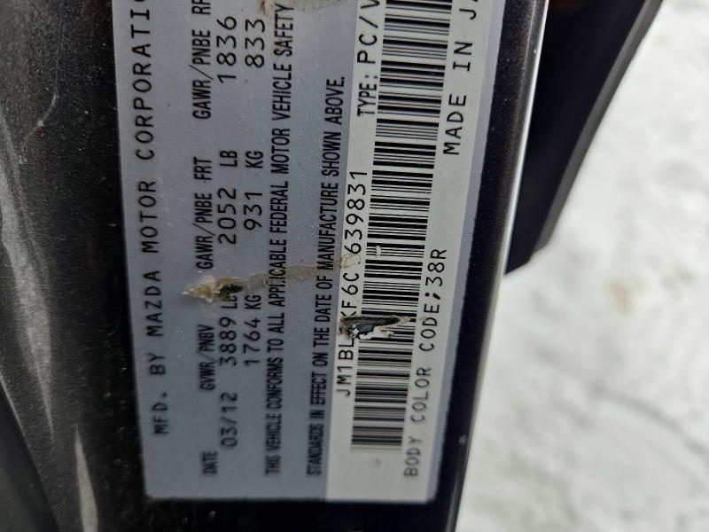 Aukcja sprzedaży 2012 Mazda 3, vin: JM1BL1KF6C1639831, numer aukcji: 46695986