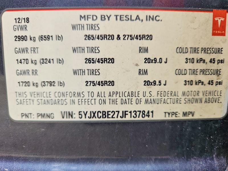 Продаж на аукціоні авто 2018 Tesla Model X, vin: 5YJXCBE27JF137841, номер лоту: 42075366