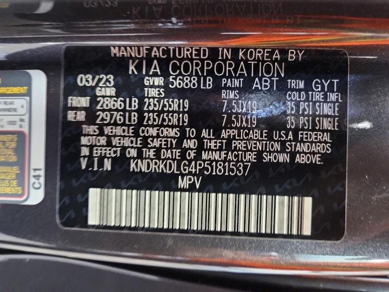 2023 Kia Sorento Hybrid მანქანა იყიდება აუქციონზე, vin: KNDRKDLG4P5181537, აუქციონის ნომერი: 46759416