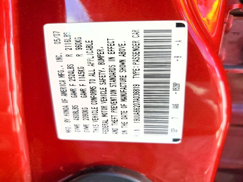 Aukcja sprzedaży 2007 Acura Tl, vin: 19UUA66207A036819, numer aukcji: 79992905