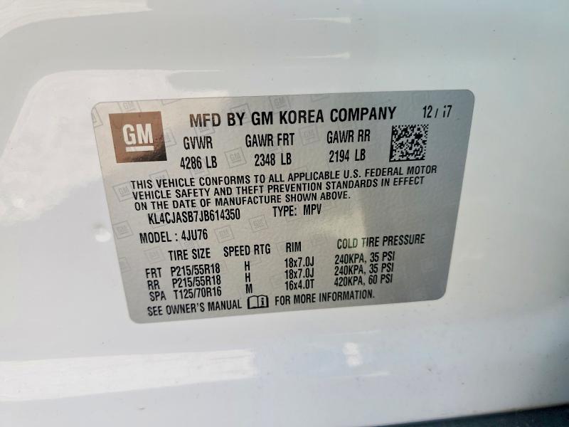 47770496 :رقم المزاد ، KL4CJASB7JB614350 vin ، 2018 Buick Encore مزاد بيع