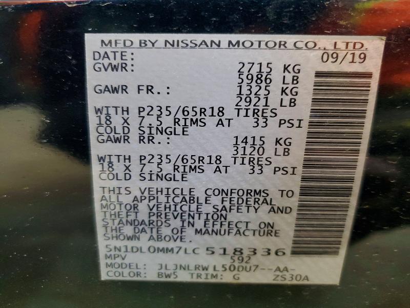 Aukcja sprzedaży 2020 Infiniti Qx60, vin: 5N1DL0MM7LC518336, numer aukcji: 46527096