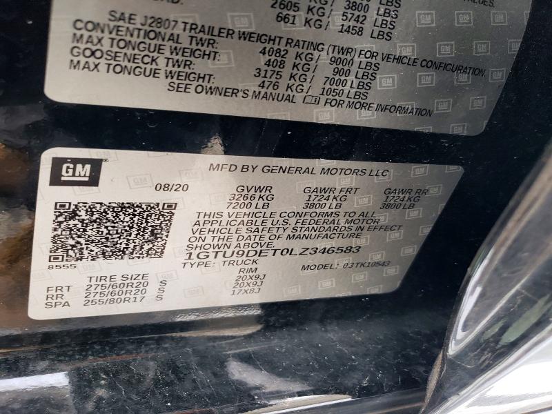Продажа на аукционе авто 2020 Gmc Sierra, vin: 1GTU9DET0LZ346583, номер лота: 78699885