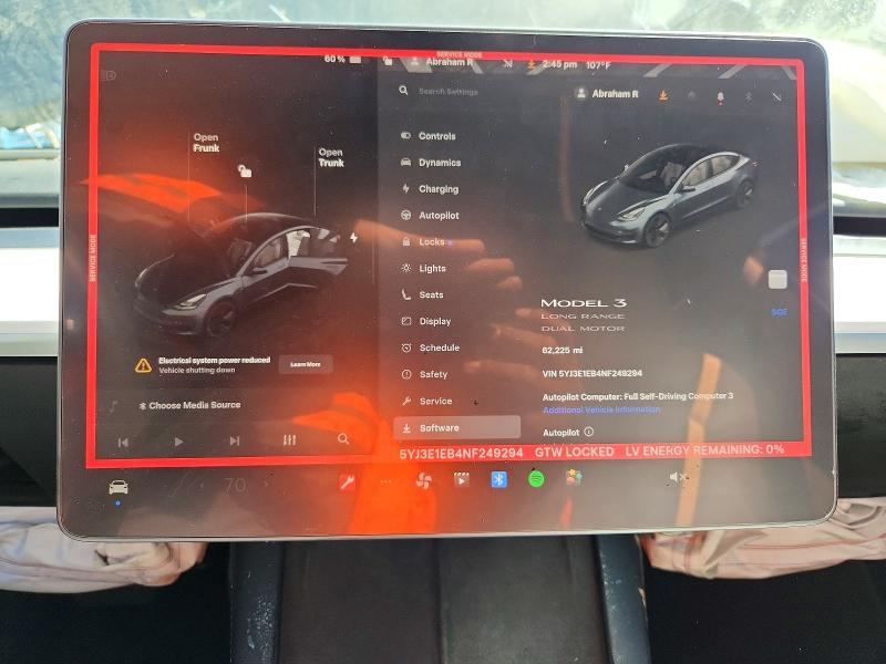 46341886 :رقم المزاد ، 5YJ3E1EB4NF249294 vin ، 2022 Tesla Model 3 مزاد بيع