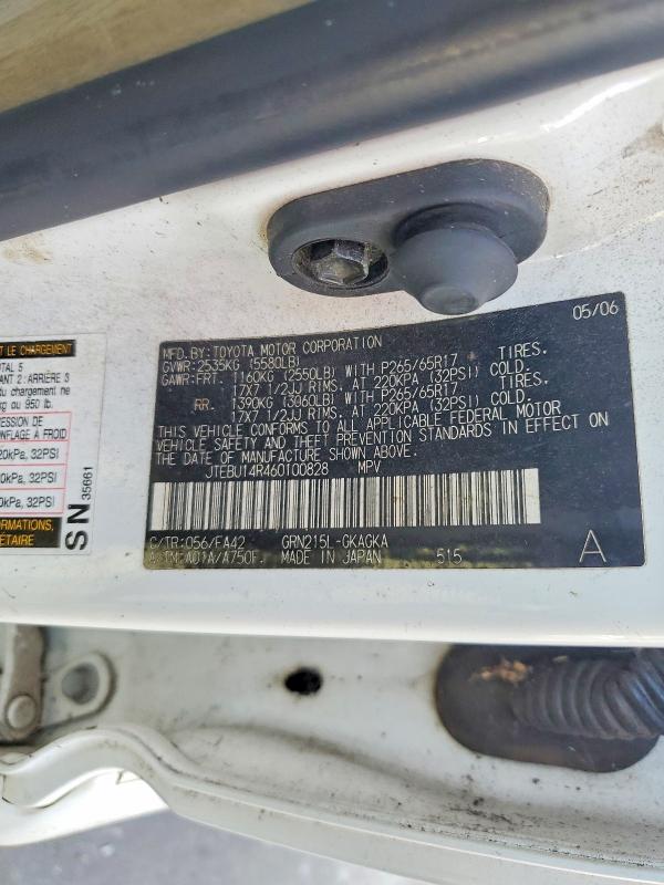 45898696 :رقم المزاد ، JTEBU14R460100828 vin ، 2006 Toyota 4runner مزاد بيع
