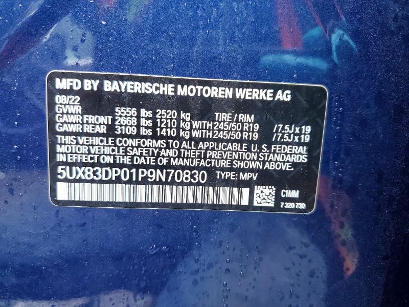79031855 :رقم المزاد ، 5UX83DP01P9N70830 vin ، 2023 Bmw X3 مزاد بيع