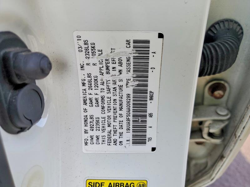 45954416 :رقم المزاد ، 19UUA9F50AA006299 vin ، 2010 Acura Tl مزاد بيع