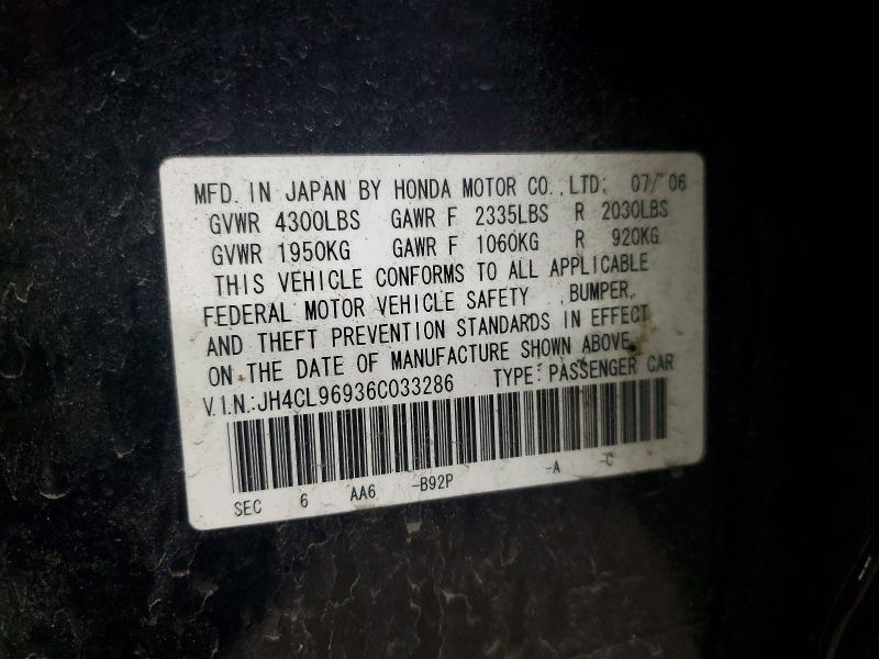 42044976 :رقم المزاد ، JH4CL96936C033286 vin ، 2006 Acura Tsx مزاد بيع