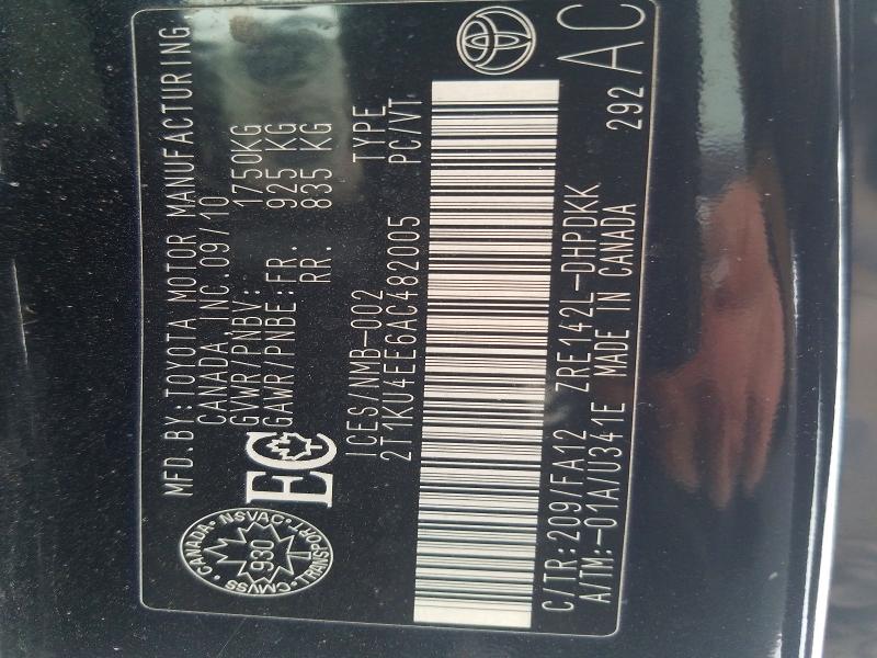 79361355 :رقم المزاد ، 2T1KU4EE6AC482005 vin ، 2010 Toyota Matrix مزاد بيع