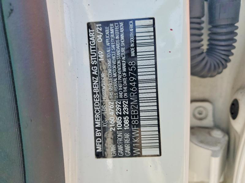 Aukcja sprzedaży 2021 Mercedes-benz C, vin: W1KWF8EB2MR649758, numer aukcji: 47772046