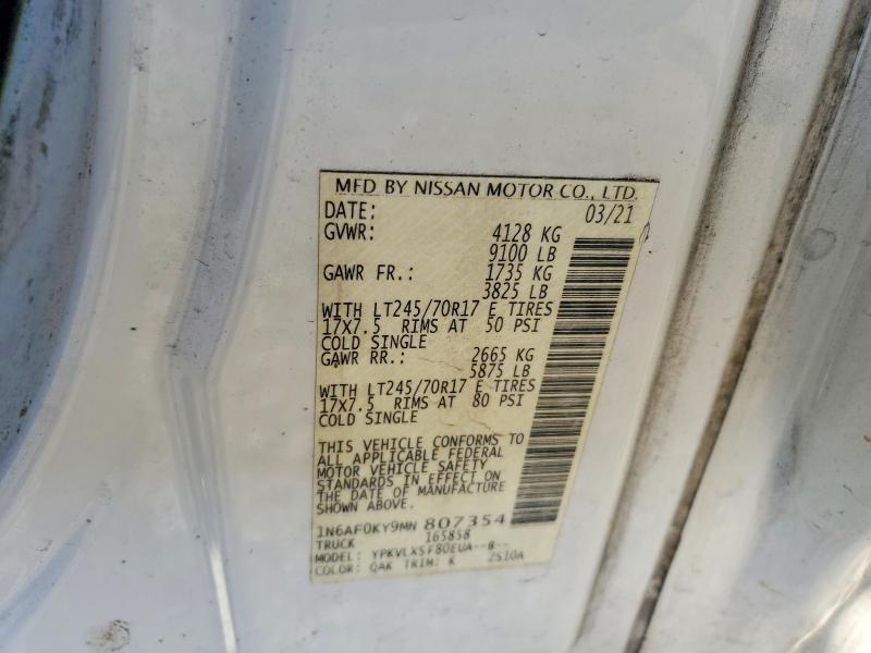 2021 Nissan Nv მანქანა იყიდება აუქციონზე, vin: 1N6AF0KY9MN807354, აუქციონის ნომერი: 41894306